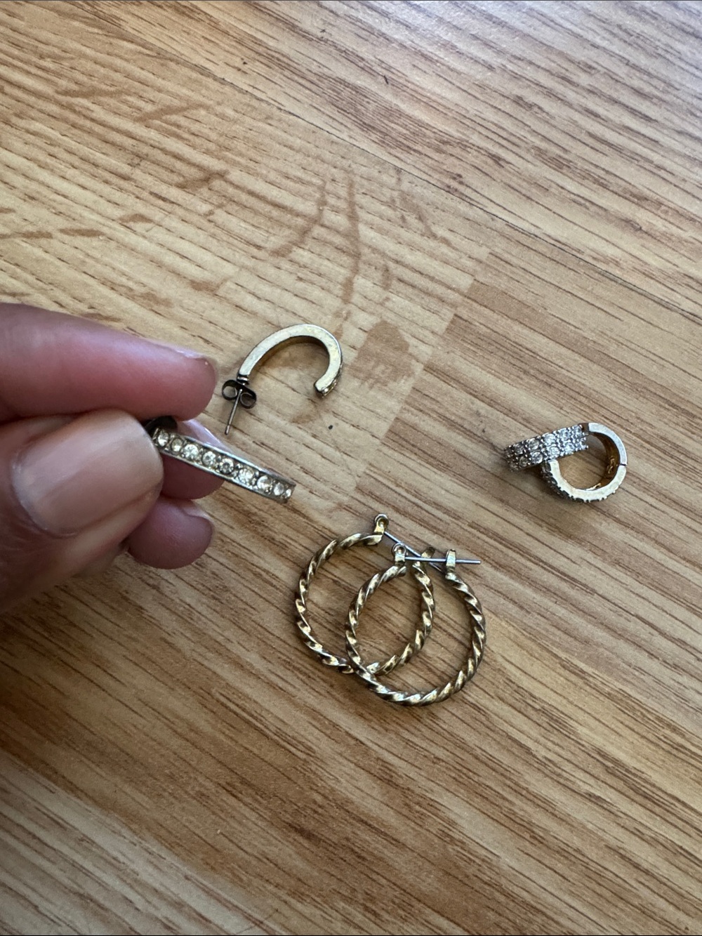 Gold-Tone Crystal Hoop Earrings - Set of 3